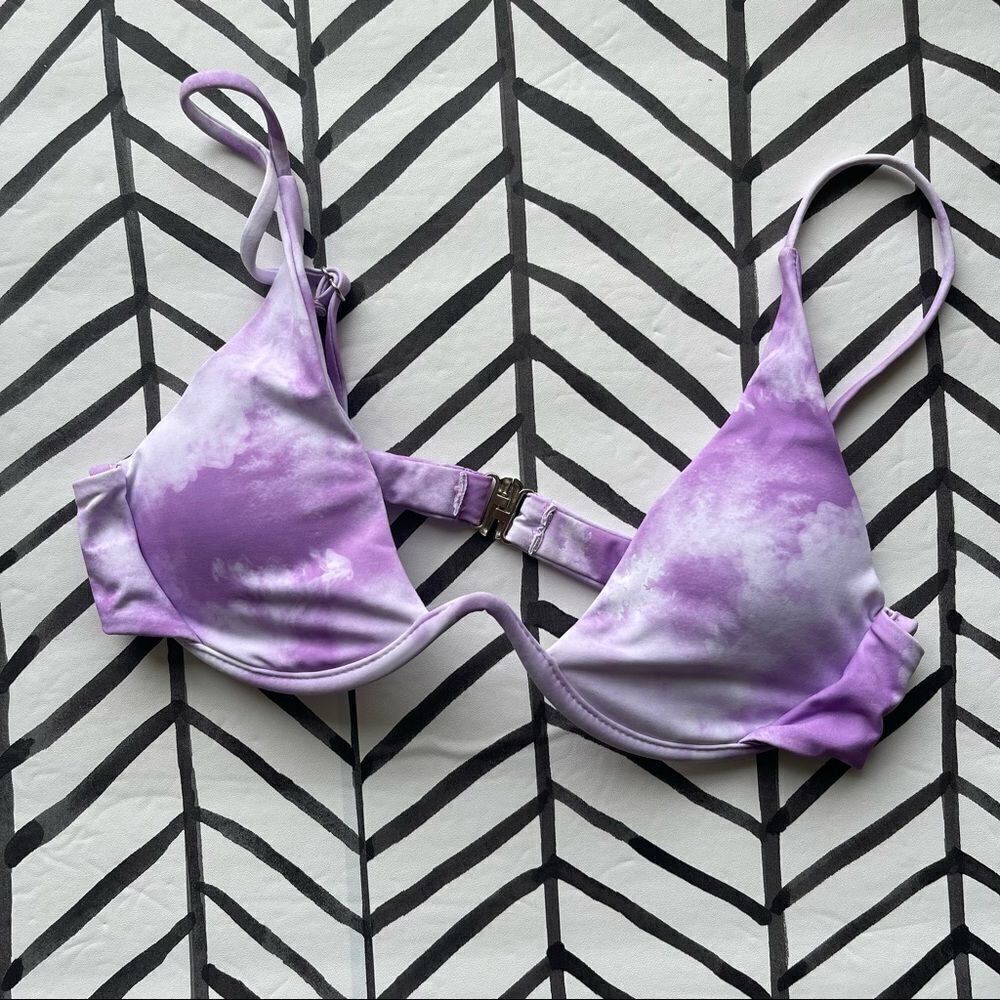SHEIN Purple Tie Dye Bikini Top